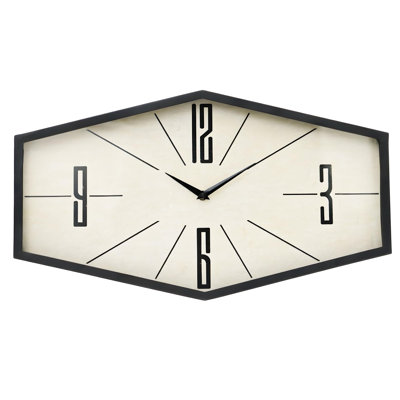 Horloge murale à piles, horloge murale hexagonale 20 po Mid-Century