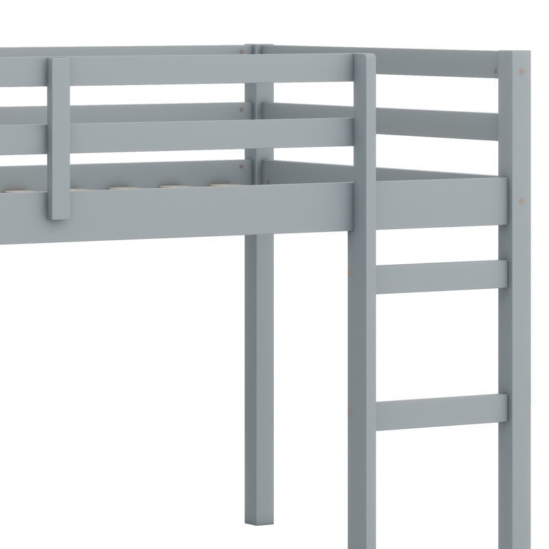Wooden Loft Bed With Ladder, Gray