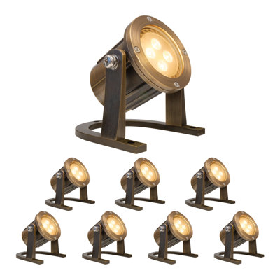 Outdoor Heavy Solid Brass Underwater Pond Lights, 8 Pack, 2700K