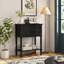 Console étroite, canapé mince avec trois tiroirs de rangement et tablette inférieure (noir)-2099728141