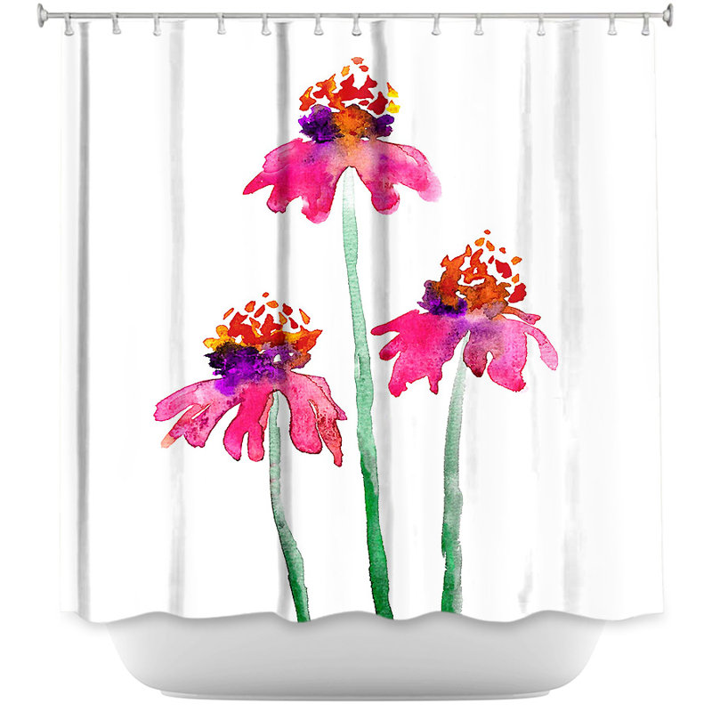 Rideau de douche simple echinacea fleurs