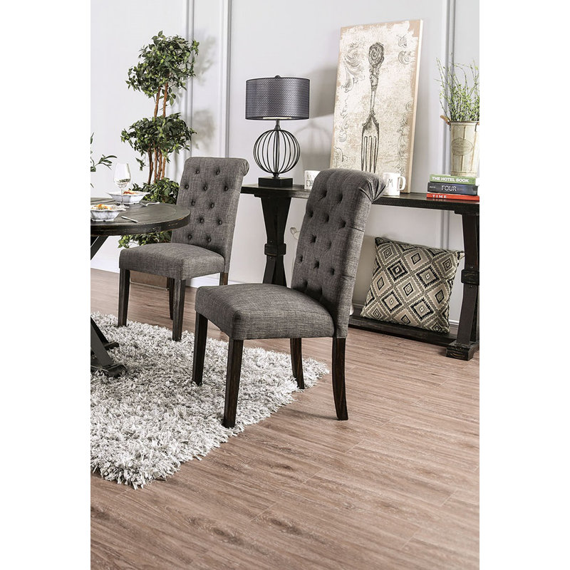 Ensemble de 2 chaises d'appoint rembourrées à dossier en tissu d'ameublement, Gris