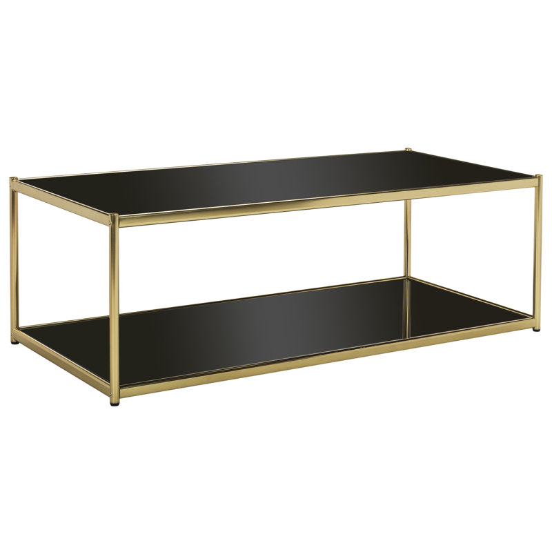 Table basse avec tablette de rangement Havant, Or, Noir