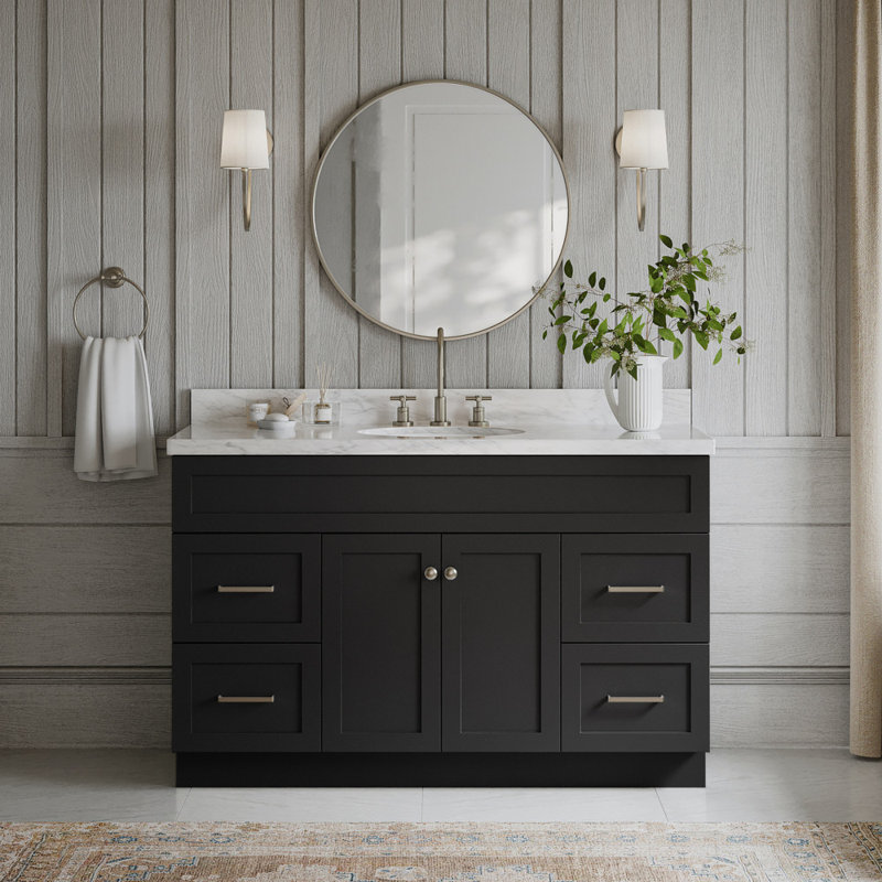 Base de meuble-lavabo simple 54 po Paulla seulement, Noir