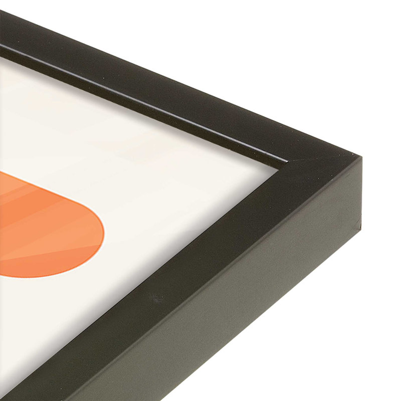 «Orange Bauhaus Minimalist», impression roulée, Reproduction encadrée sans passe-partout, Noir satiné, H 11 po x l 9 po