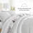 Gray All Season Down-Alternative Reversible Comforter Set in Vintage Magnolia Stripe-1903946809