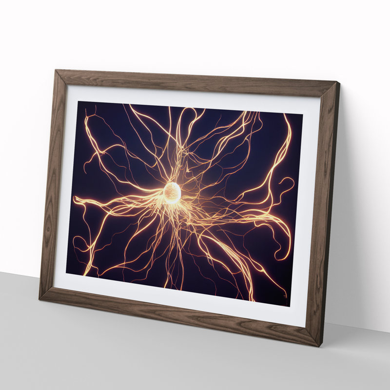 XH1022-3011X Electricity Vol.1 - Single Picture Frame Print, 46cm H x 64cm W x 2cm D, Walnut 