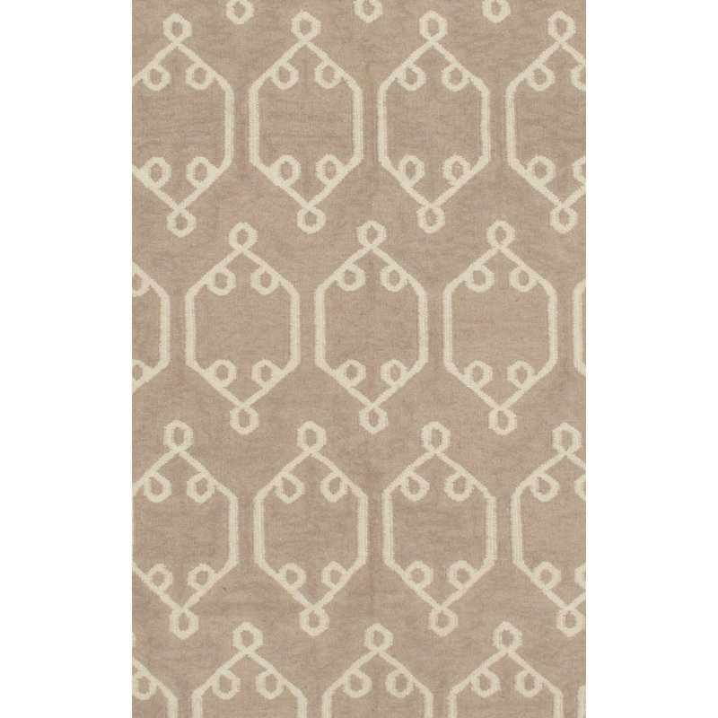 Tapis de zone en laine 5 pi x 8 pi noué la brun à la main one-of-kind Lanette
