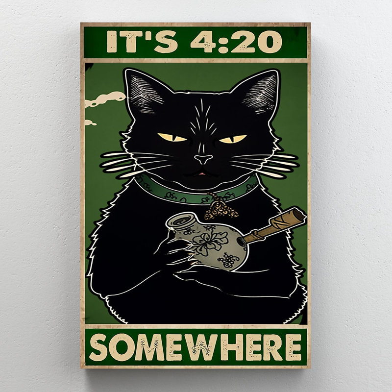 «Black Cat Somewhere», impression sur toile, H 36 po x l 24 po x P 1,25 po