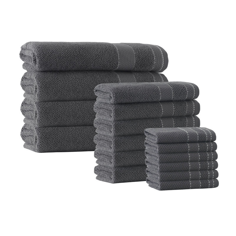 Ensemble de serviettes en coton turc 16 pièces Kahmel, Anthracite