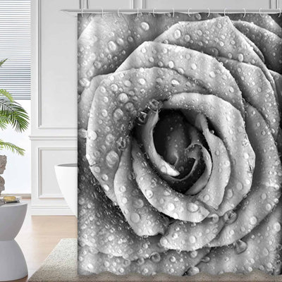 Fleurs abstraites, roses, fleurs, rétro, belle beauté, noir et blanc, avec 12 crochets