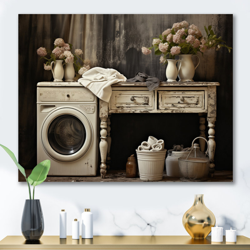 «Farmhouse Laundry Charm II», art mural, H 30 po x l 40 po x P 1,5 po, Toile tendue