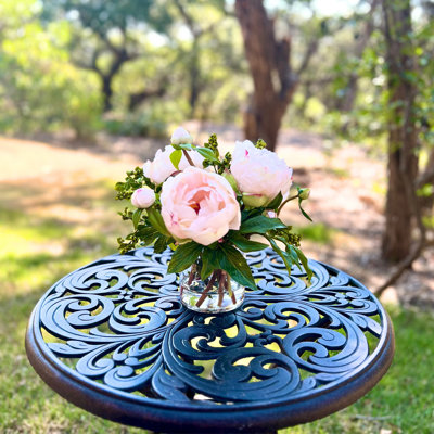Faux peony arrangement in vase
