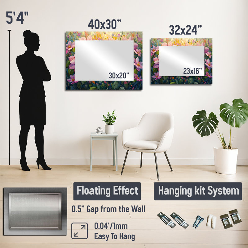 Spring Poinsettias Festive Petal Dance I - Floral Accent Wall Mirror - Printed On Metal, 24" x 32"