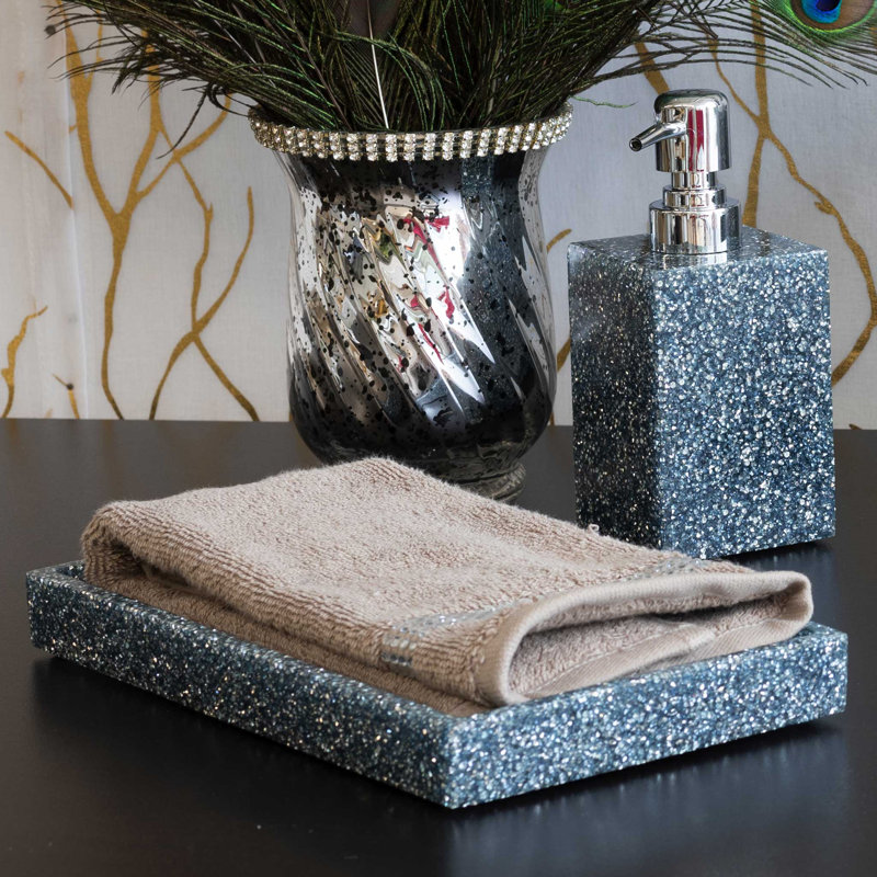 Sparkles Home Luminous Guest Towel Tray | Sparkling Rhinestone Bathroom Accessory | Freestanding, Ice