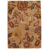 Modern Wool Floral Area Rug in Beige