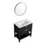 Meuble-lavabo autoportant en châtaignier noir, contreplaqué 30 po avec armoire de meuble-lavabo 2 tiroirs, fermeture en douceur