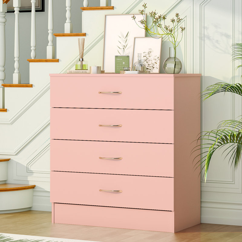 Commode 4 tiroirs l 26 po, Rose