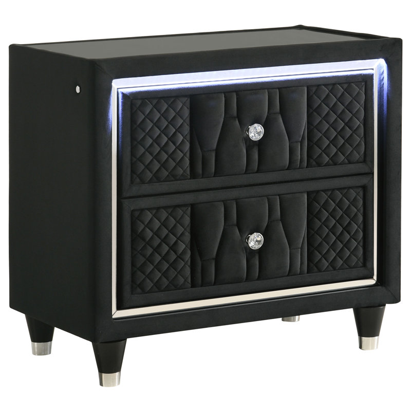 Schum 2-Drawer LED Nightstand With USB Black