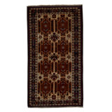 Hand-Knotted High-Quality Red, Black, and Beige Area Rug