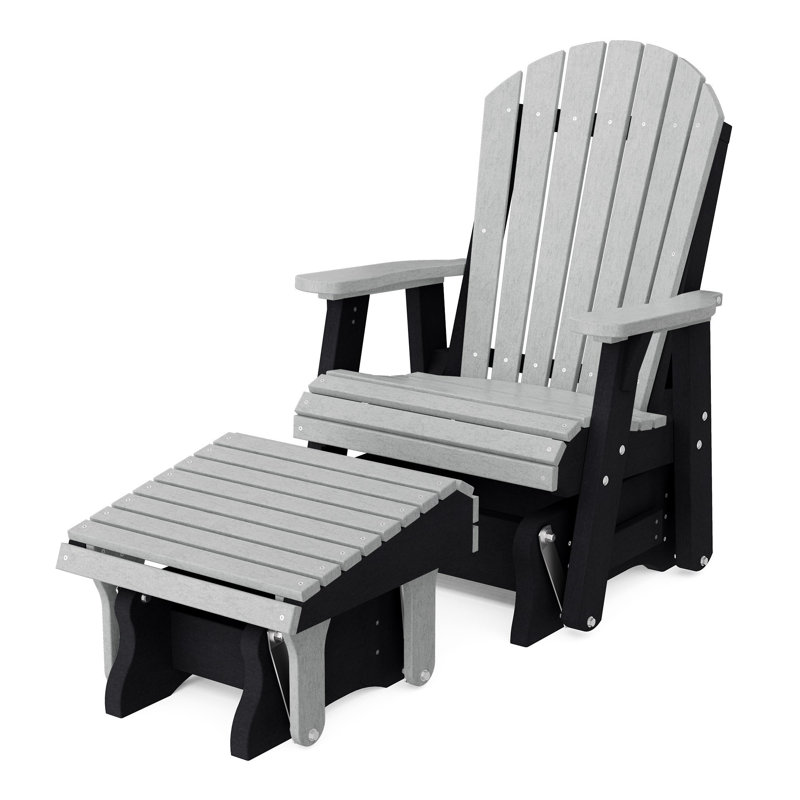 Fauteuil oscillant simple avec repose-pieds Delja, Gris clair / noir