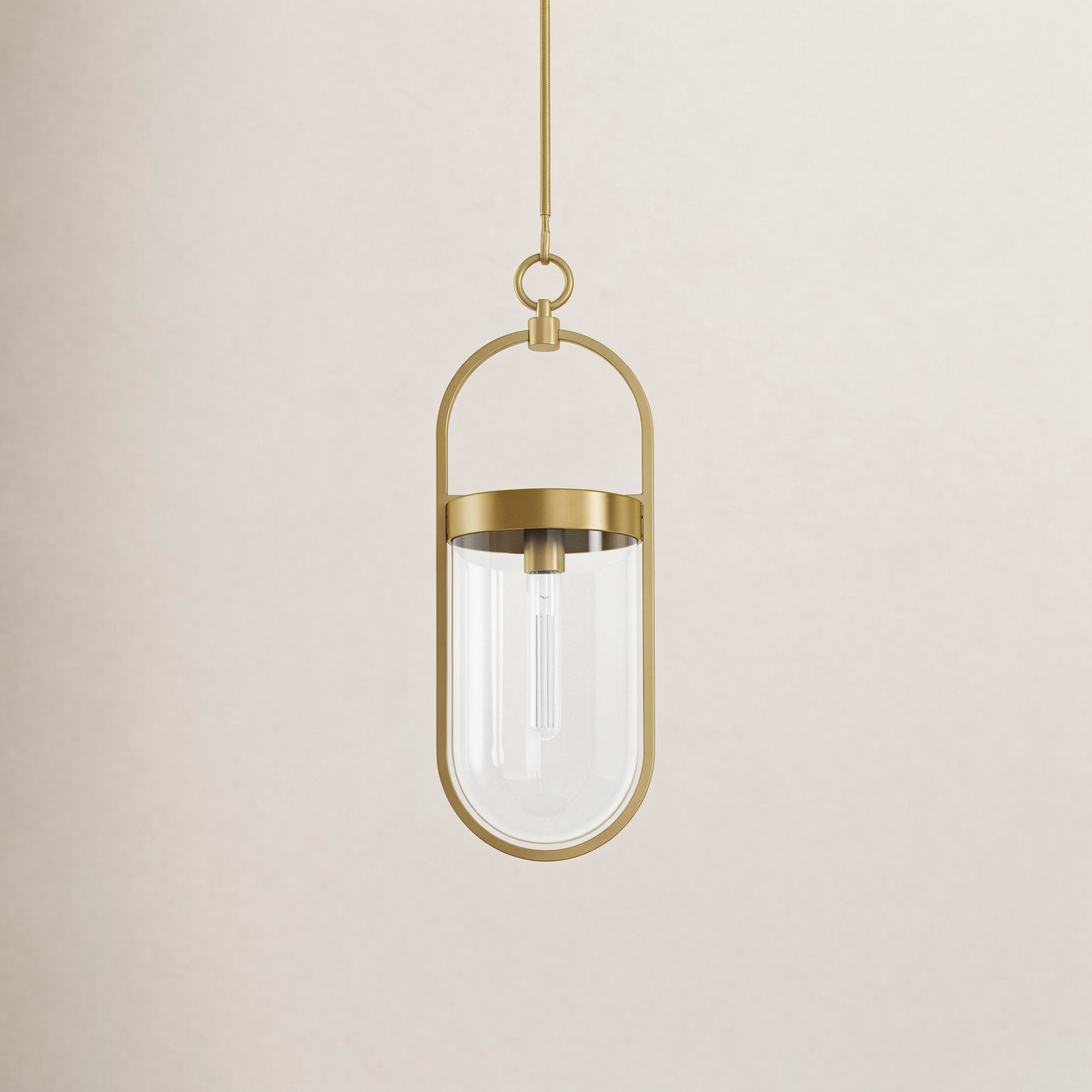 Single Light Glass Dimmable Pendant, 22.75" H x 7.5" W x 8" D, Burnished Brass