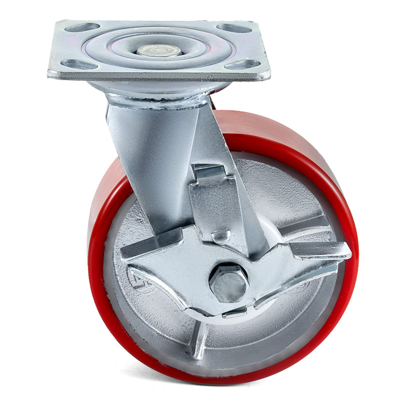 Heavy Duty 6" Polyurethane Swivel and Rigid Casters with Brake