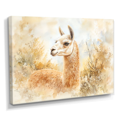 Portrait de lama en forêt II - art mural de salon lama