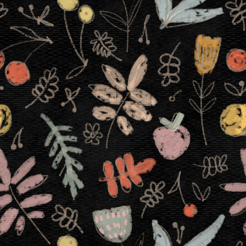 Papier peint amovible avec feuilles pastel Chalkboard Garden Bliss