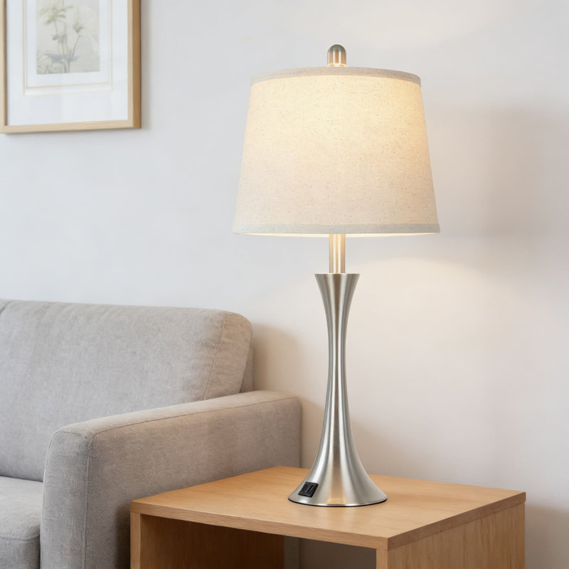 Ensemble de 2 lampes de table tactiles modernes avec ports USB C + A, lampes de table de chevet à intensité variable à 3 voies pour la chambre à coucher, le salon ou le bureau, comprenant des ampoules à DEL écoénergétiques