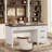 Executive Desk with Drawers, Farmhouse Home Office Desk with Charging Station, 53.54" Wooden Computer Desk with File Cabinet Storage for Work Study Writing-723409689