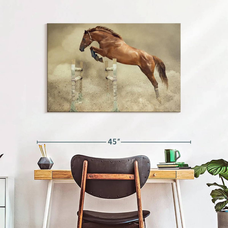 Powerful Jumping Horse, 26" H x 39" W