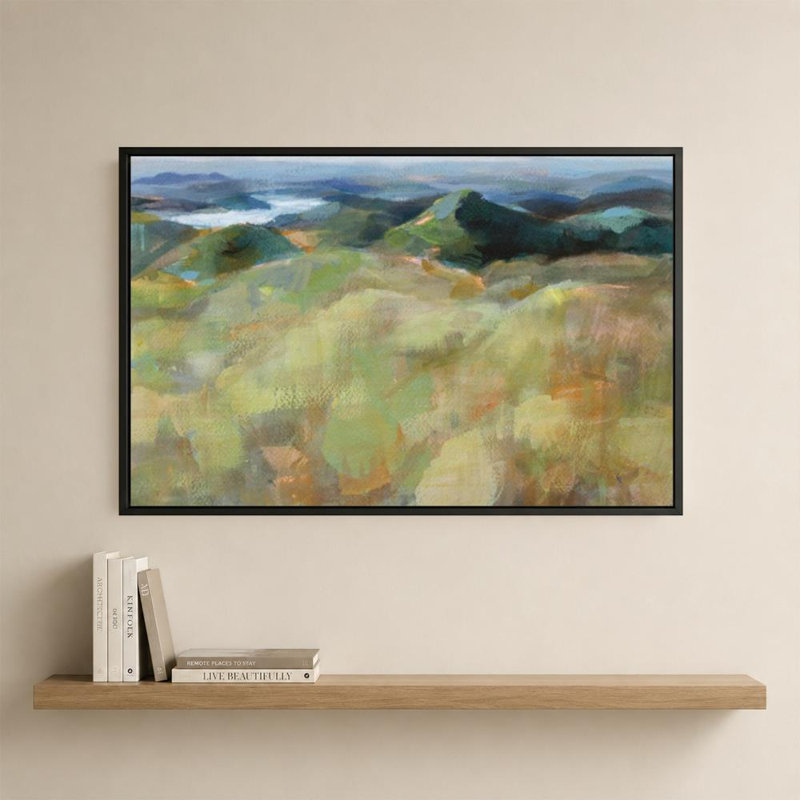 «Above the Lakes» par Danhui Nai - impression sur toile, H 24 po x l 36 po, Flat Floating Frame, Black