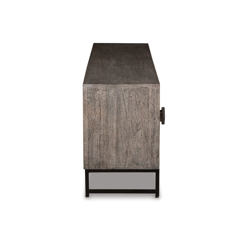 Treybrook Distressed Gray & Black Iron Accent Cabinet