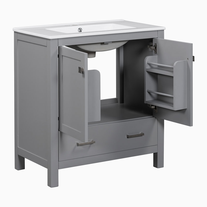 Ensemble de meuble-lavabo simple avec plateau 18,30 Letellier, Gris