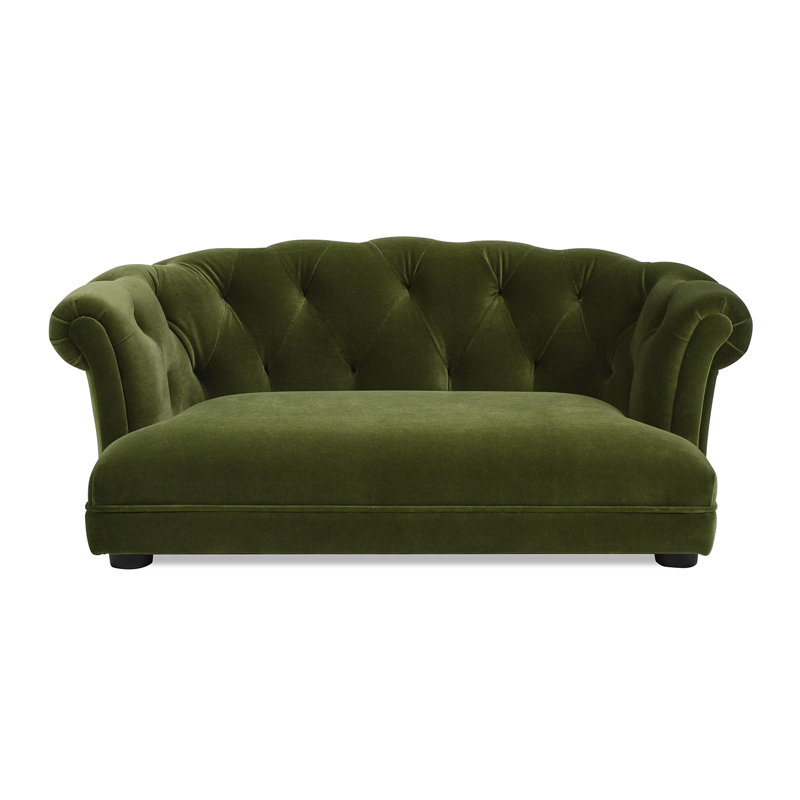 Dujo 36.5" Chesterfield Velvet Pet Sofa, Olive Green Velvet