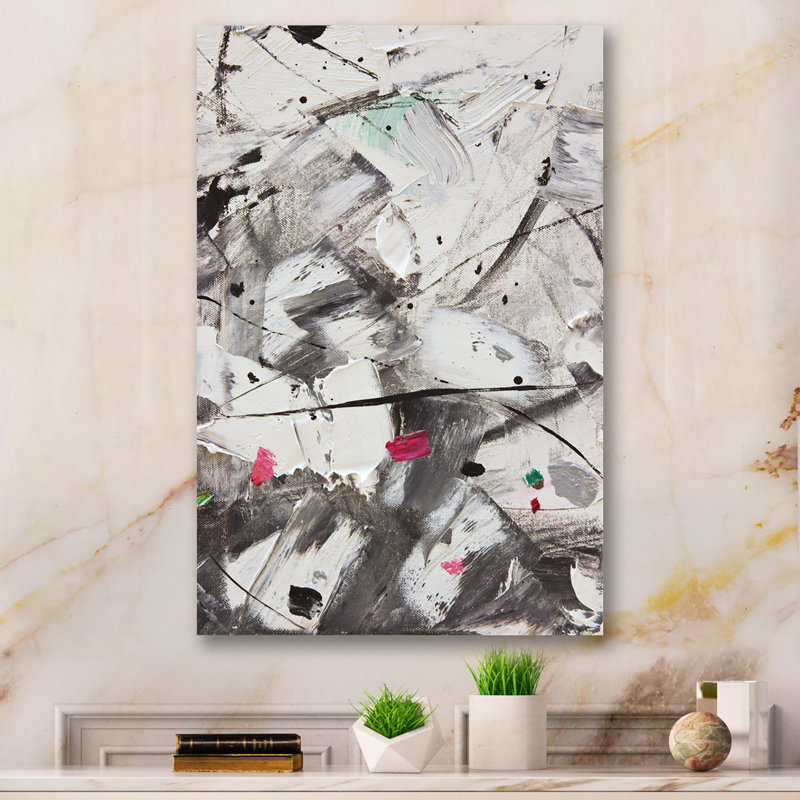 Composition blanche et grise II - peinture sur toile, H 20 po x l 12 po x P 1 po, Toile tendue