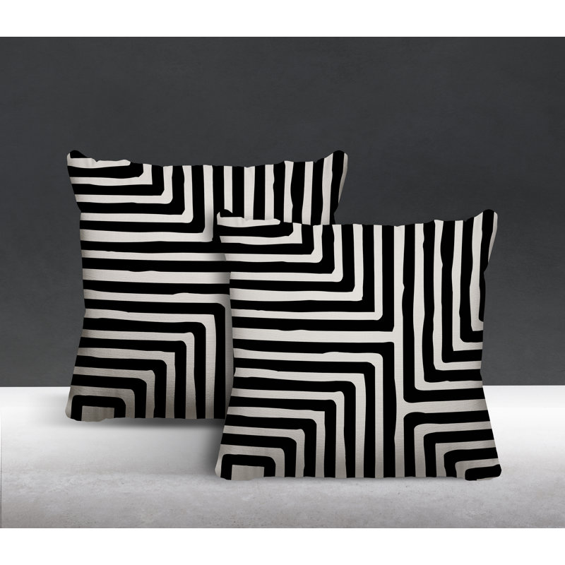 Indoor / Outdoor Square Throw Pillow, Black, 19W" x 19H"