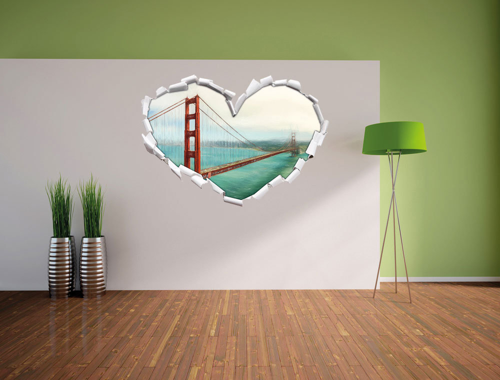 Wandtattoo Golden Gate Bridge in San Francisco mit Buntstift-Effekt