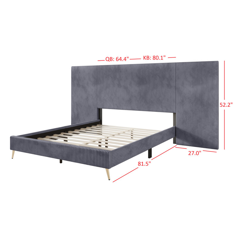 Uttoxeter Upholstered Bed, Queen, Gray