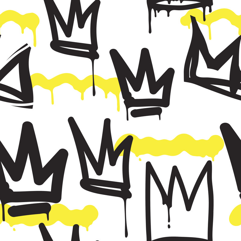 Seamless Pattern Graffiti - Wrapped Canvas Drawing Print, 30cm H x 30cm W x 3.8cm D