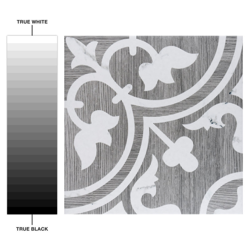 Llama Arte Loire Verso 10" x 10" Porcelain Patterned Wall & Floor Tile, Silver Smoke