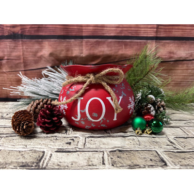 Joy Distressed Red Metal Santa Sack