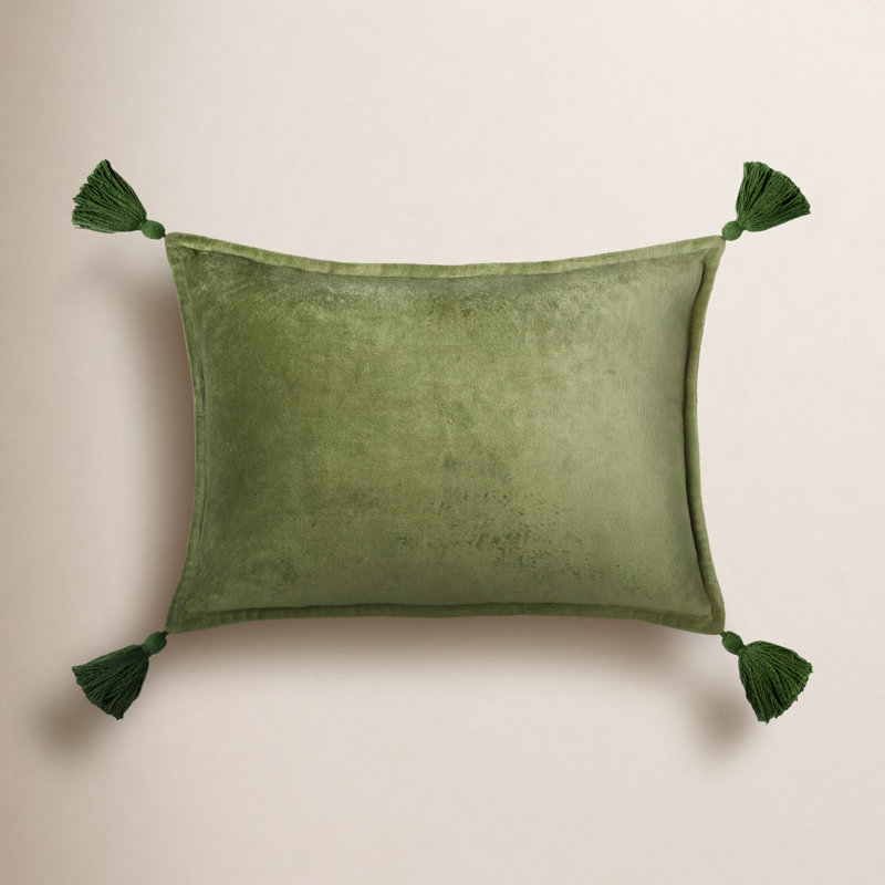 Housse et insert de coussin rectangulaire 100% coton Norwin, Vert gazon, Housse de coussin seulement - sans coussin