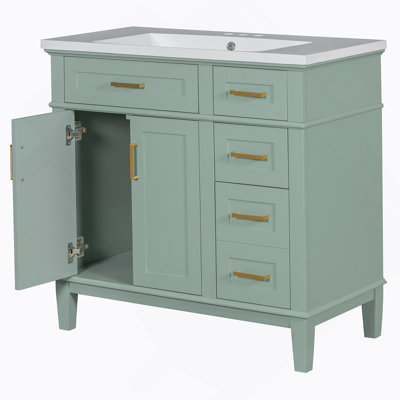 Meuble-lavabo vert 36 po avec lavabo en résine