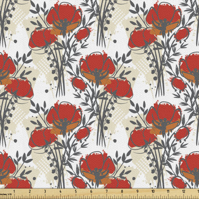 Novick Poppies and Leafy Strokes Fabric