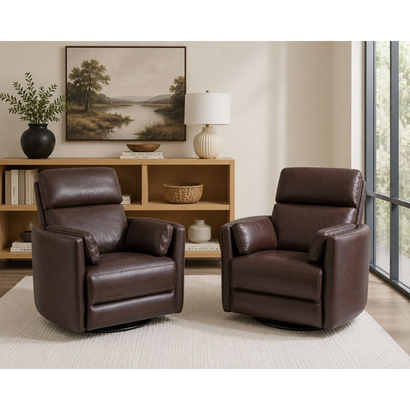 Bre Manual Swivel Glider Recliner Two Pack, Brown