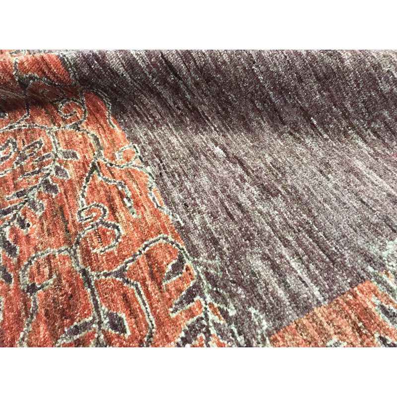 Hand-Knotted High-Quality Red and Gray Area Rug