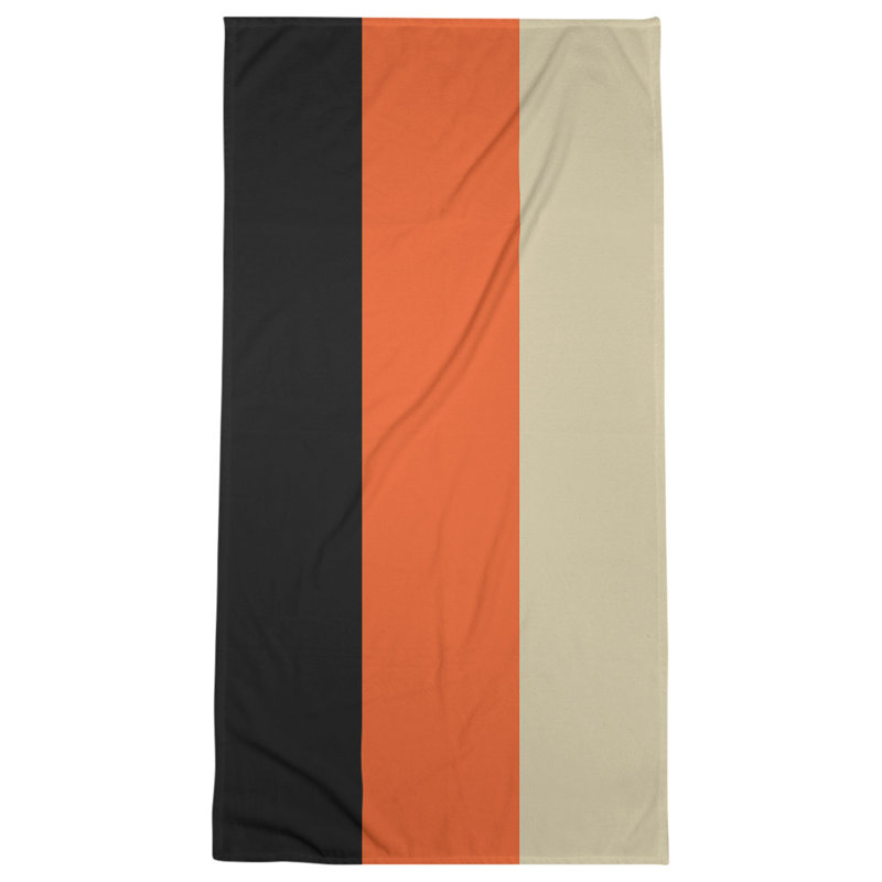 Beach Towel, Black/Orange/Cream, Microfiber