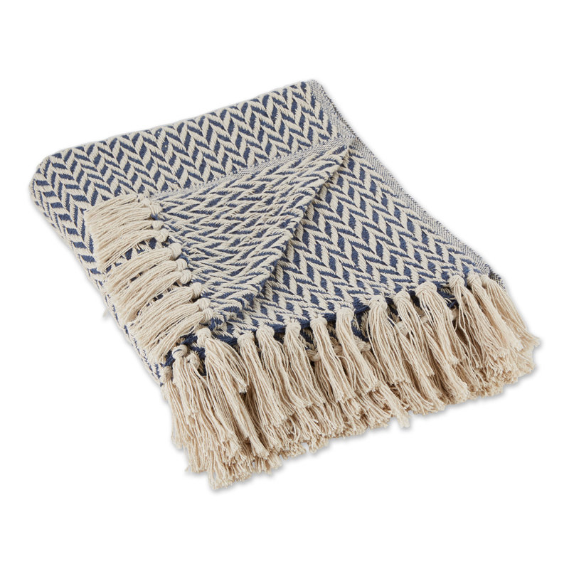 Jeté 100% coton , Bleu nautique